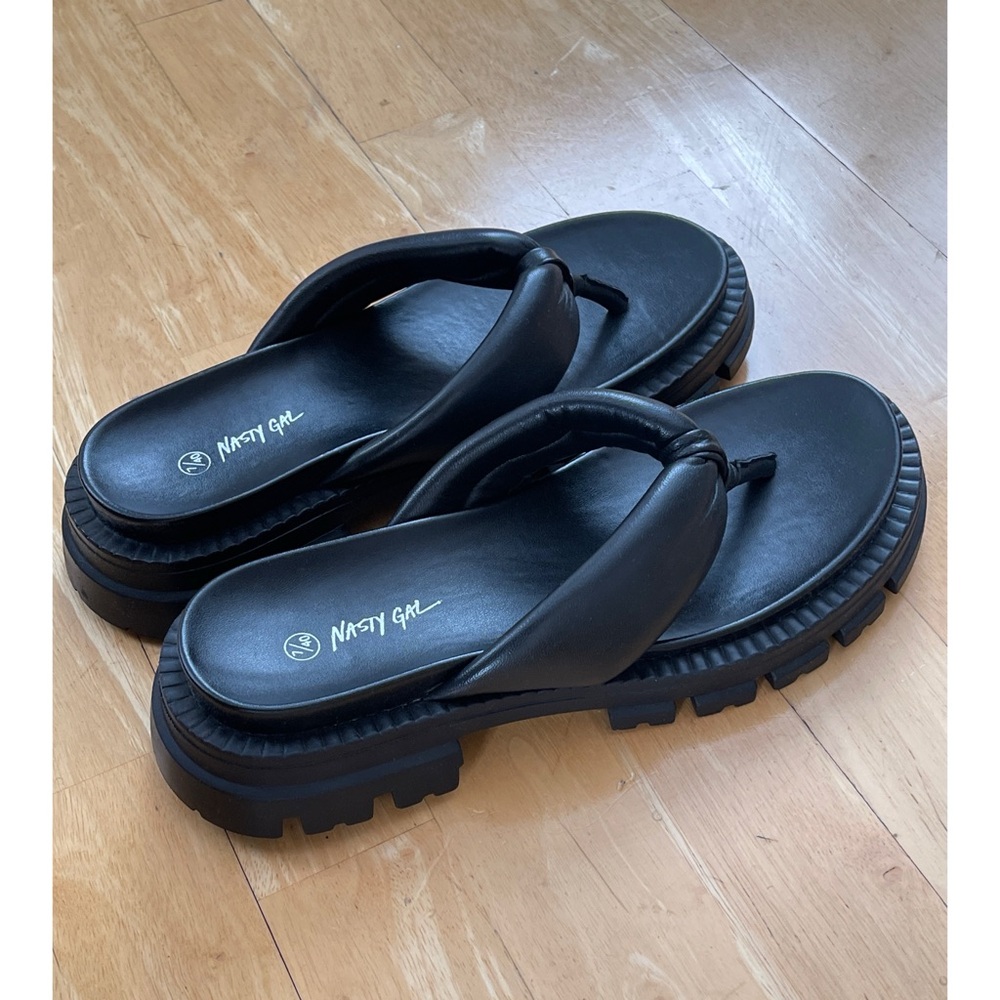 Nasty Gal Black Platform Sandals with Chunky Sole
